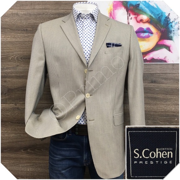 S.Cohen Mens Blazer Sport Coat Casual Jacket Size 42L‎ Bamboo Wool Classic Suit - Picture 1 of 13